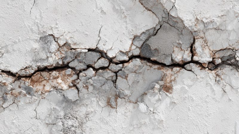 Mur en béton fissuré par un séisme — zonage sismique de la France dans l'ERP
